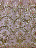 Wonderful Pink Cut-dana Work Net Reception Wear Lehenga Choli