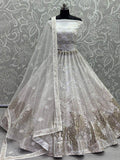 Elegant White Sequined Embroidery Party Wear Lehenga Choli