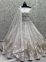 Elegant White Sequined Embroidery Party Wear Lehenga Choli