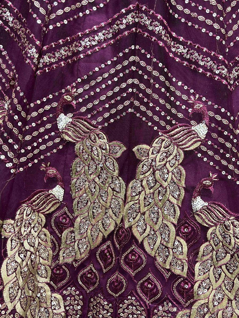 Sumptuous Wine Sequined Embroidery Party Wear Lehenga Choli