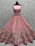 Dazzling Pink Sequined Embroidery Marriage Party Lehenga Choli