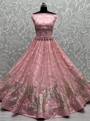 Dazzling Pink Sequined Embroidery Marriage Party Lehenga Choli