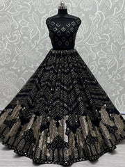 Luscious Black Fancy Sequined Embroidery Cocktail Party Lehenga Choli