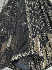 Luscious Black Fancy Sequined Embroidery Cocktail Party Lehenga Choli