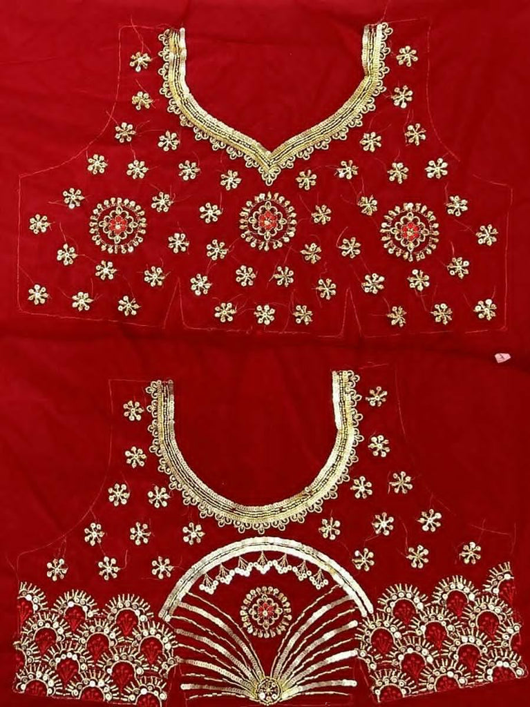 Superb Red Sequines Embroidered Net Bridal Wear Lehenga Choli