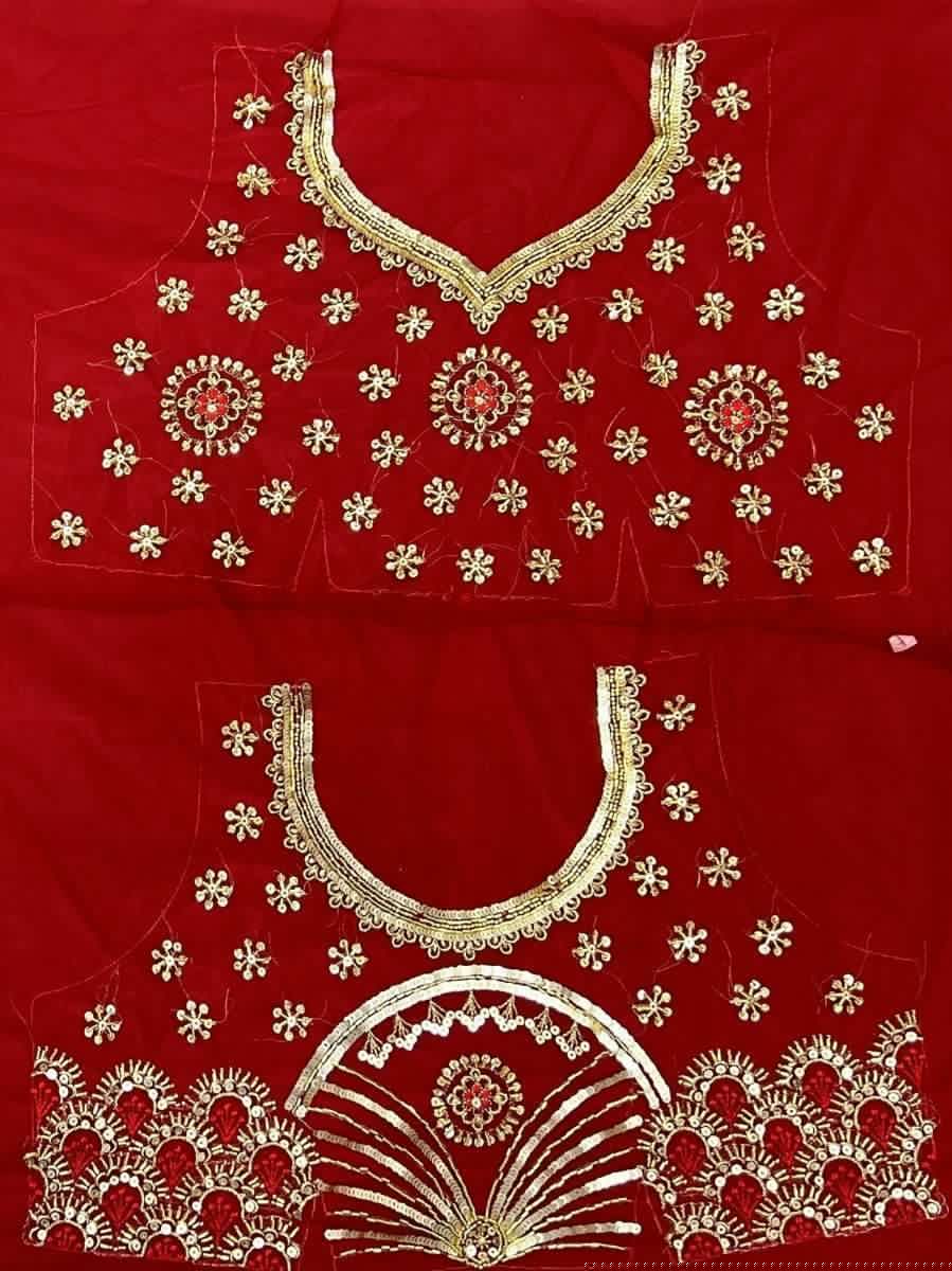 Superb Red Sequines Embroidered Net Bridal Wear Lehenga Choli