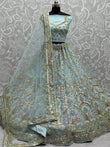 Stupendous Sky Blue Sequins Work Engagement Wear Lehenga Choli