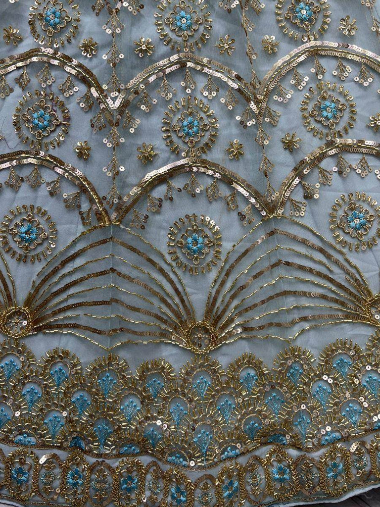 Stupendous Sky Blue Sequins Work Engagement Wear Lehenga Choli