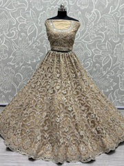 Magnificent Golden Dori Embroidery Net Reception Wear Lehenga Choli