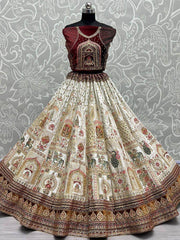 Babelicious White Fancy Embroidery Velvet Bridal Lehenga Choli