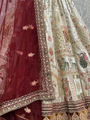 Babelicious White Fancy Embroidery Velvet Bridal Lehenga Choli
