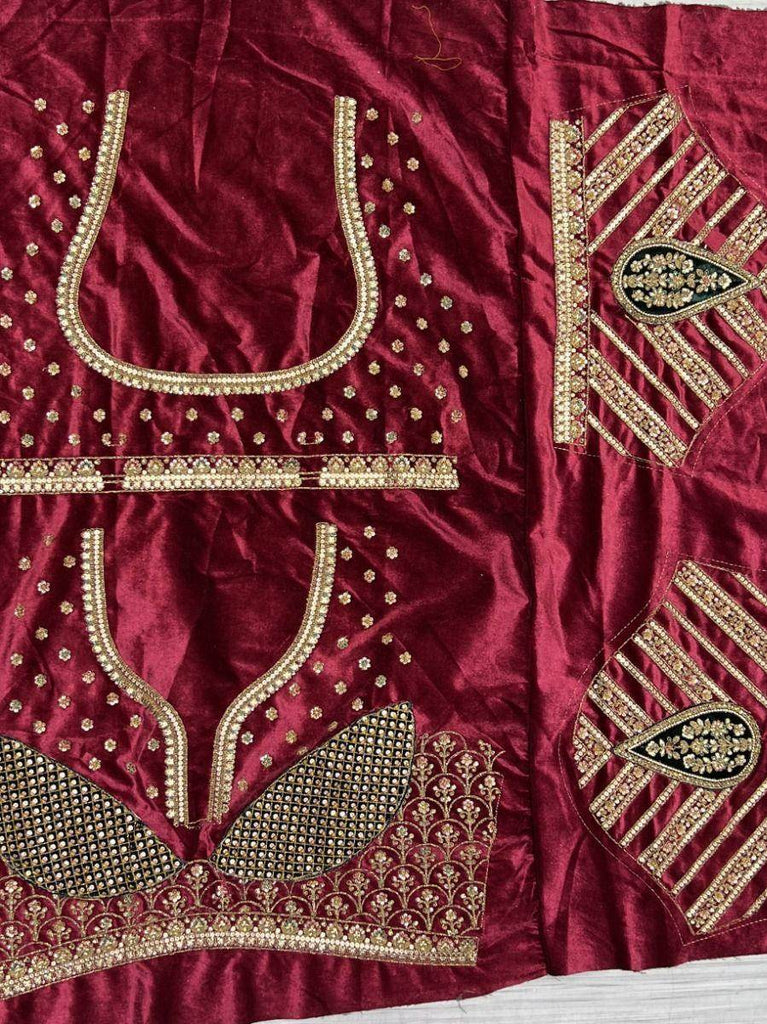 Ravishing Multi-Colored Embroidered Velvet Bridal Lehenga Choli