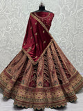 Worthy Multi-Color Embroidered Velvet Bridal Lehenga Choli