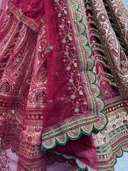 Meritorious Multi-Color Dori Work Velvet Bridal Lehenga Choli