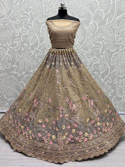 Marvelous Golden Sequins Work Net Reception Wear Lehenga Choli