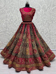 Stupendous Pink Heavy Embroidered Velvet Bridal Lehenga Choli