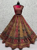 Astonishing Pink Heavy Embroidered Velvet Bridal Lehenga Choli