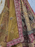 Astonishing Pink Heavy Embroidered Velvet Bridal Lehenga Choli