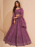Magnificent Light Purple Cording Work Net Wedding Wear Lehenga Choli