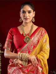 Glamorous Yellow Zari Weaving Silk Festive Wear Saree With Blouse