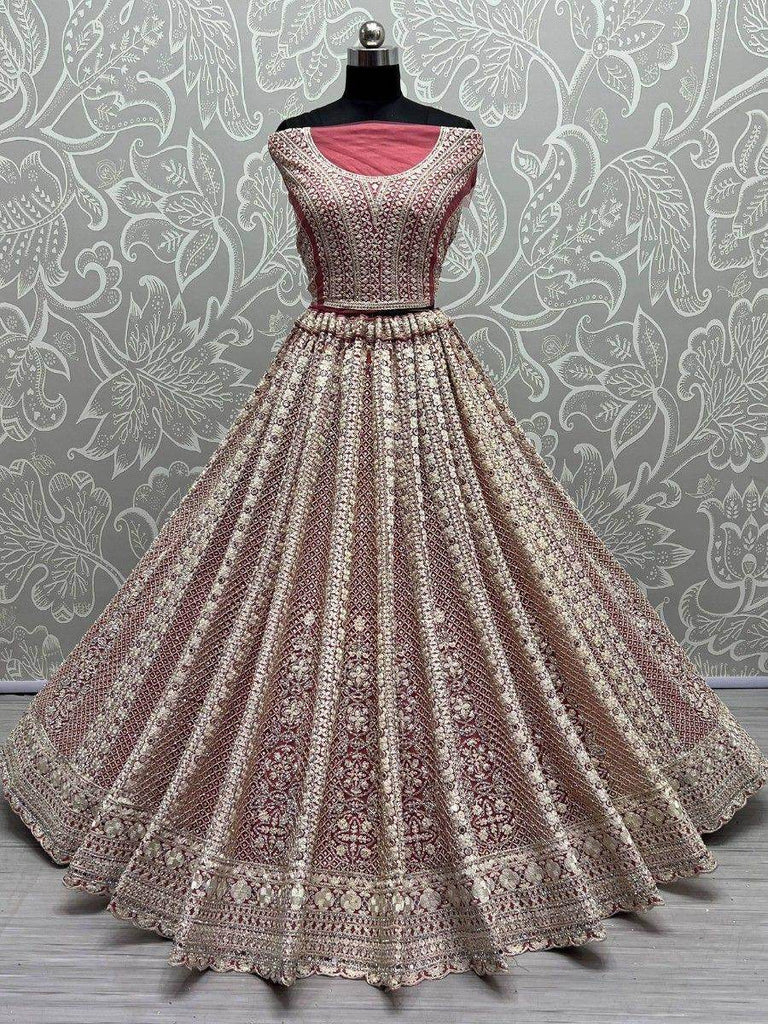 Astonishing Pink Fancy Dori Work Net Engagement Wear Lehenga Choli