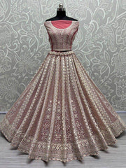 Astonishing Pink Fancy Dori Work Net Engagement Wear Lehenga Choli