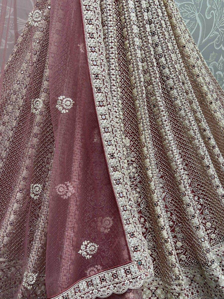 Astonishing Pink Fancy Dori Work Net Engagement Wear Lehenga Choli