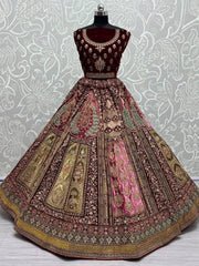 Lovely Maroon Thread Work Velvet Lehenga Choli With Soft Net Dupatta