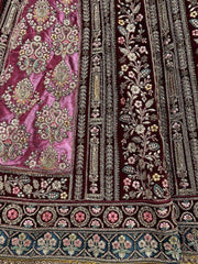 Lovely Maroon Thread Work Velvet Lehenga Choli With Soft Net Dupatta