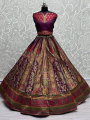 Beautiful Purple Weaving Banarasi Silk Wedding Lehenga Choli