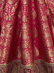 Attractive Pink Zari Woven Banarasi Silk Wedding Lehenga Choli