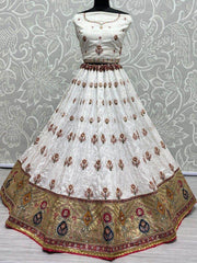Enchanting White Sequins Silk Traditional Lehenga Choli With Dupatta