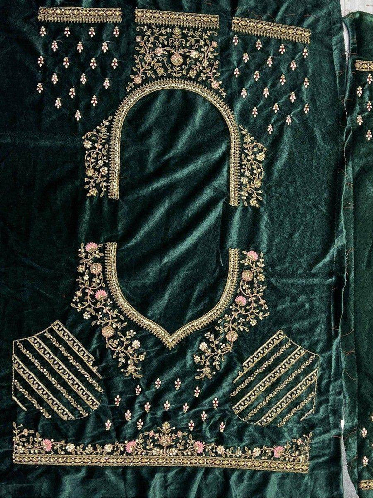 Stunning Maroon Embroidered Velvet Bridal Lehenga Choli With Dupatta