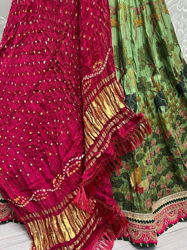 Precious Green Digital Printed Silk Festival Wear Lehenga Choli