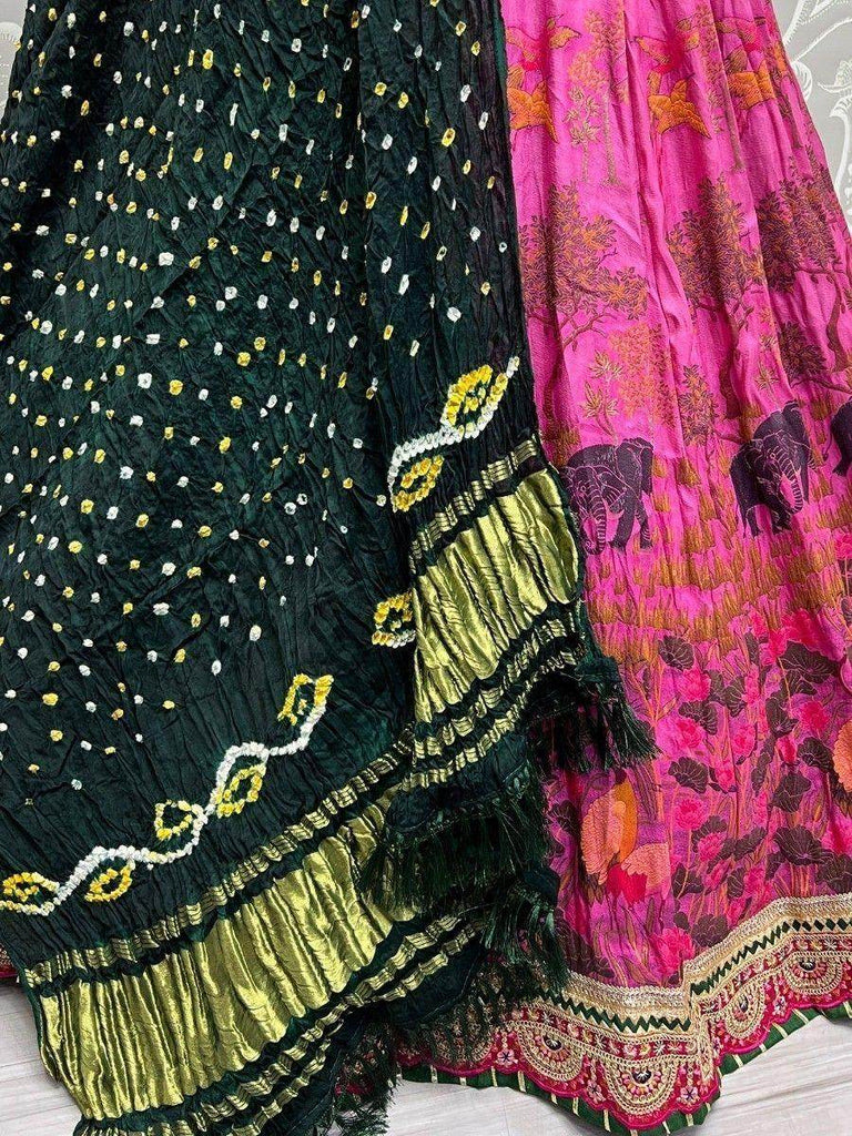 Alluring Pink Digital Printed Silk Wedding Lehenga Choli With Dupatta