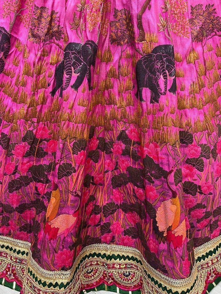 Alluring Pink Digital Printed Silk Wedding Lehenga Choli With Dupatta