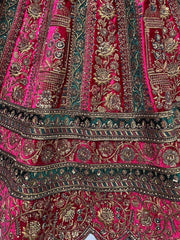 Stunning Rani Pink Dori Work Velvet Lehenga Choli With Double Dupatta