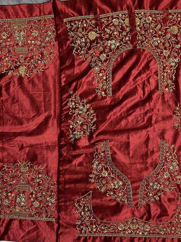 Beautiful Red Dori Work Velvet Bridal Lehenga Choli With Double Dupatta