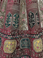 Majestic Maroon Embroidered Velvet Lehenga Choli With Double Dupatta