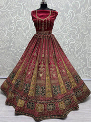 Alluring Pink Dori Work Velvet Bridal Lehenga Choli With Double Dupatta