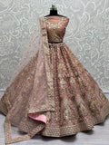 Astonishing Light Brown Multi-Thread Work Silk Wedding Lehenga Choli