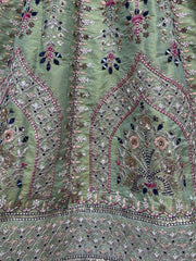 Dazzling Pista Green Multi-Thread Work Silk Lehenga Choli With Dupatta