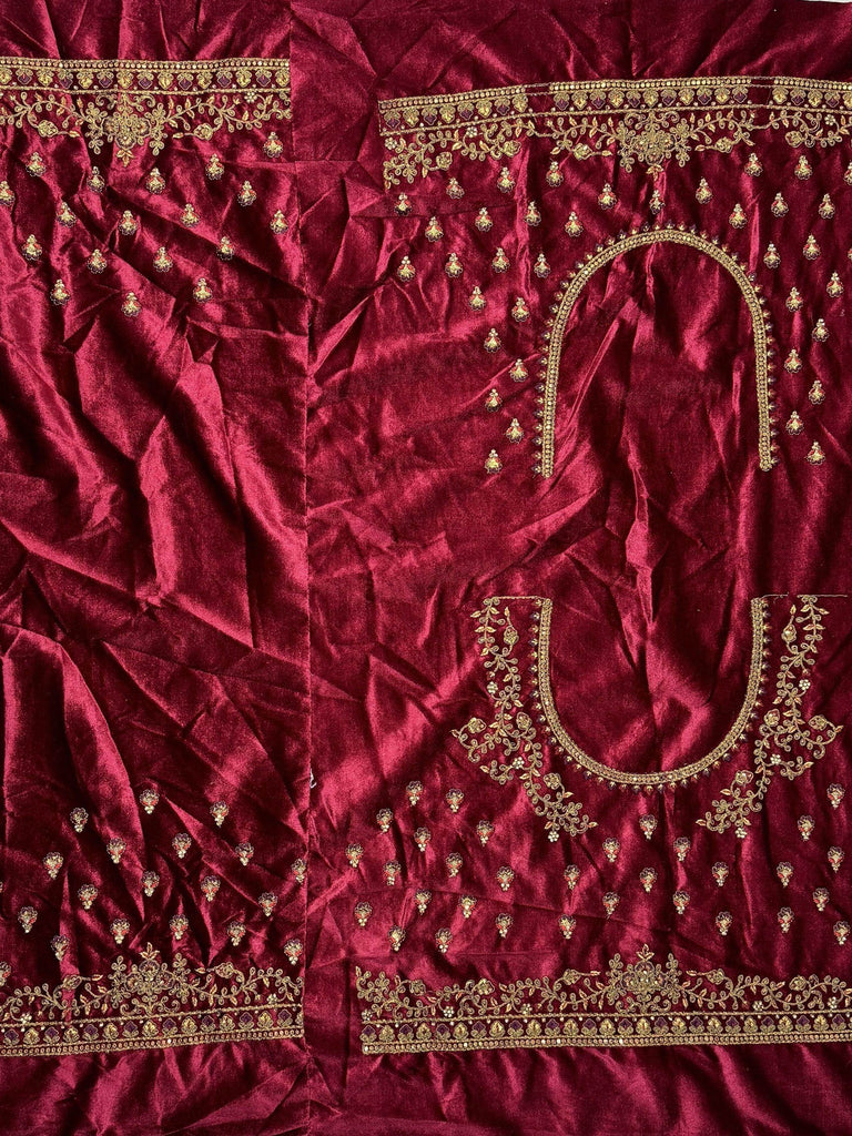 Alluring Pink Embroidered Velvet Lehenga Choli With Double Dupatta