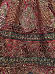Great Maroon Dori Work Velvet Bridal Lehenga Choli With Double Dupatta
