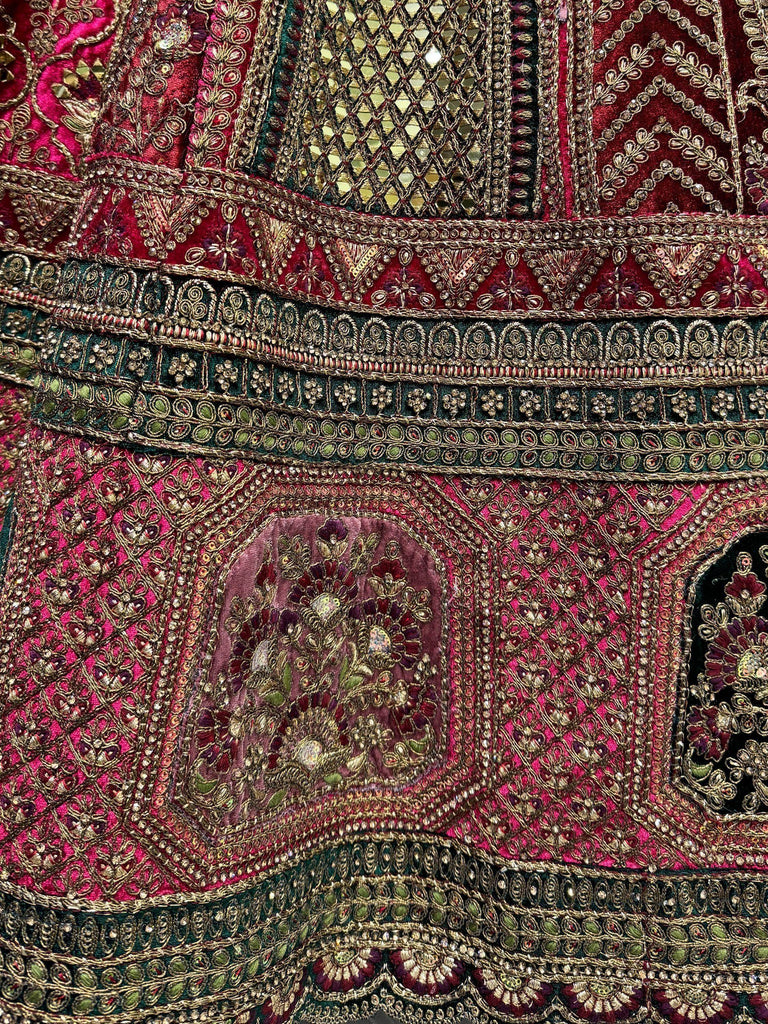 Lovely Rani Pink Embroidered Velvet Lehenga Choli With Double Dupatta