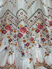 Glamorous White Thread-Work Silk Function Wear Lehenga Choli