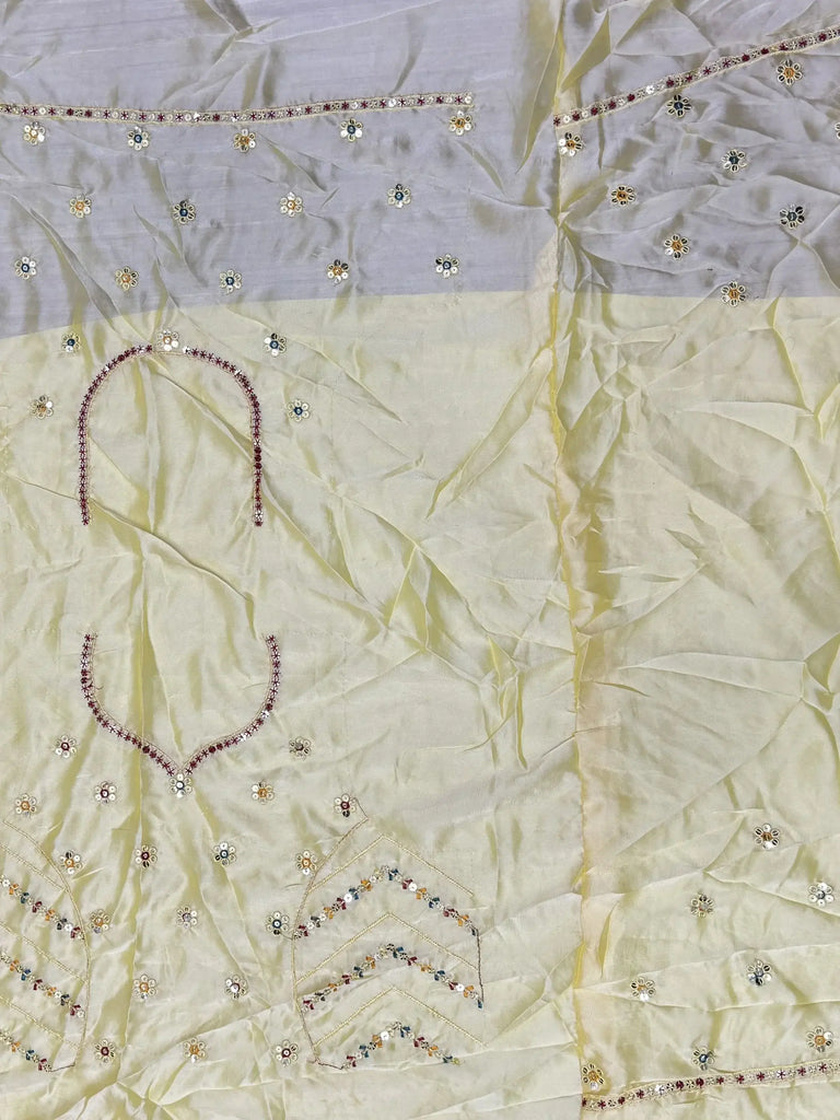 Fascinating Yellow Thread-Work Silk Lehenga Choli With Dupatta