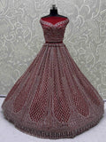 Attractive Red Net Zircon Work Bridal Wear Lehenga Choli With Dupatta