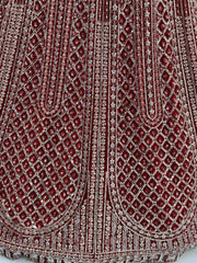 Attractive Red Net Zircon Work Bridal Wear Lehenga Choli With Dupatta