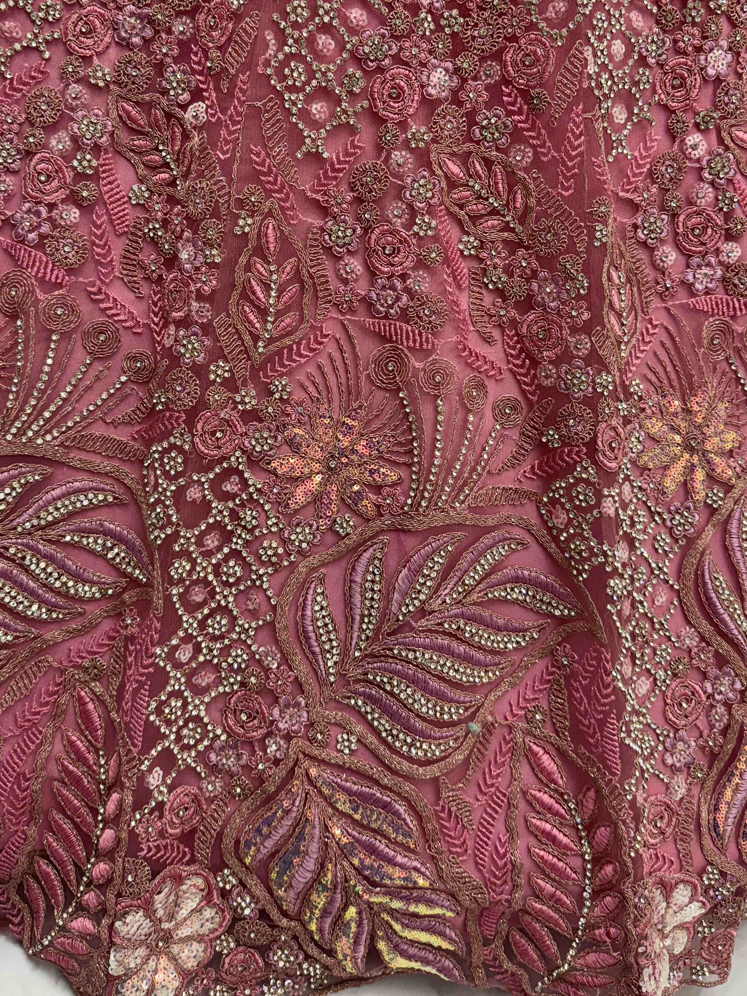 Pretty Pink Dori Embroidered Net Bridal Wear Lehenga Choli